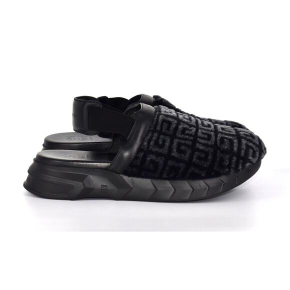 I0 NIB GIVENCHY Black Faux Shearling Marshmallow Sling Back Clogs Size 45 $975 main image 5